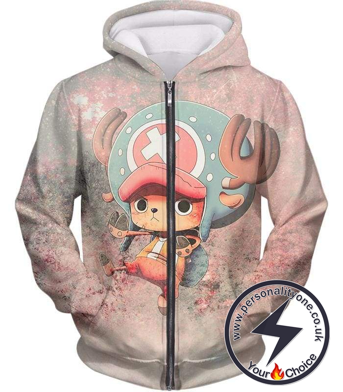 One Piece Awesome Reindeer Doctor Tony Tony Chopper Cool Action Zip Up Hoodie